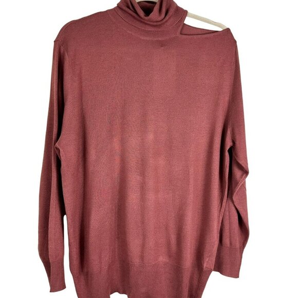 2/$30 Zara Cut Out Shoulder High Neck Sweater Dark Pink Oversized Small NWT - Picture 2 of 13